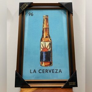 Loteria #96 LA CERVEZA Framed Wall Art Print by Sapna Shah